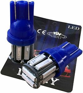 ブルー T10 LED ポジションランプ ブルー 青 爆光 10連 5W ポジション灯 ナンバー灯 ルームランプ ウエッジ 車 