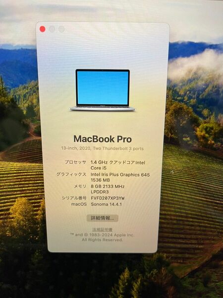 MacBook Pro A2289 2020年製　　