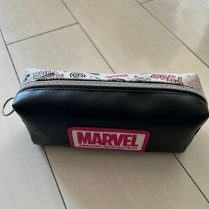 マーベル　marvel ペンケース ポーチ 小物入れ 筆箱　ピンク　黒　ブラック　大容量