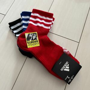 アディダス adidas 靴下 ソックス スポーツ　23.24.25cm 赤レッド　青ブルー　黒ブラック