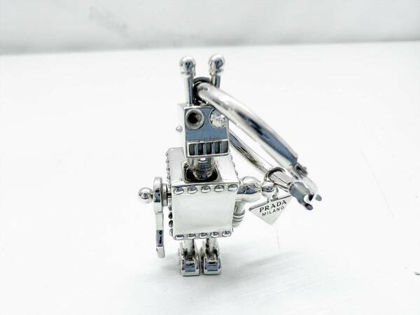 PRADA　プラダ　925　トライアングルロゴ　 ロボット ジュエリー シングル ピアス　ラインストーン取れ　片耳