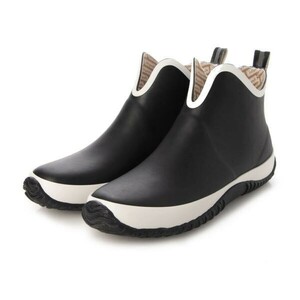 JW_20089 outlet men's 27.0cm black / white rain shoes natural rubber waterproof . slide bottom wear resistance . bending . weather resistant 