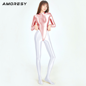 ・送料390円 AMORESY Clotho ロングアーム レオタード コスプレ レースクイーン競泳水着 競技ダンス新体操仮装 010(PINK)Ｌ