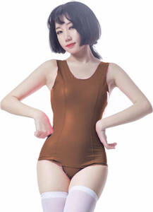  including in a package un- possible * postage 390 jpy super lustre Leotard race queen .. swimsuit contest Dance rhythmic sports gymnastics fancy dress costume ( Brown )XXXL