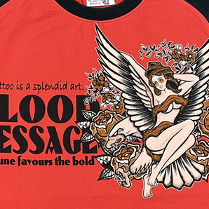 BLOOD MESSAGE 半袖Tシャツ RED/BLACK 40サイズ ちょっと難あり BLST-250の画像3