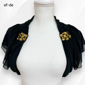 美品＊ef-de ビジュー付き ふんわりシアーボレロ フレアスリーブ 黒 9