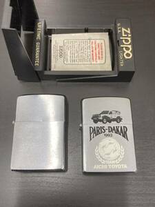 ☆ZIPPO ジッポー オイルライター 喫煙具 セット PARIS-DAKAR 1993 TEAM AICHI TOYOTA 他 シルバーカラー