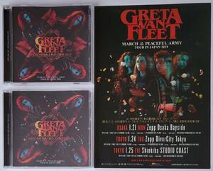 GRETA VAN FLEET 2019 LIVE IN JAPAN CD 2枚 チラシ 来日 日本公演 グレタ・ヴァン・フリート ZEPP OSAKA DIVERCITY TOKYO FLYER ライヴ