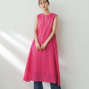 ワンピース WOMEN URBAN RESEARCH ロングワンピース　インド綿　刺繍　ピンク　綿　センスオブプレイス