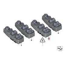 BMW 5シリーズ F07 F10 F11 6シリーズ F06 Xシリーズ X3/F25 パワーウインドウスイッチ 運転席側 ミラー電動格納タイプ用 61319241955_画像2