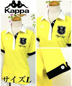 Kappa GOLF Kappa カッパ　ゴルフウェア　ポロシャツ　エンブレム＆OMINIマーク　半そで　イエロー×ブラック　レディースL