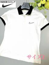 NIKE GOLF DRI-FIT　ナイキ　ゴルフウェア　ポロシャツ　カラー切替　半そで　ホワイト×ブラック　 レディースL_画像2