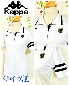 Kappa GOLF Kappa カッパ　ゴルフウェア　ポロシャツ　エンブレム＆OMINIマーク　半そで　ホワイト×ブラック　レディースL