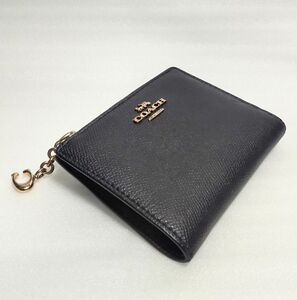 COACH コーチ 二つ折り 財布 レザー ブラック Cチャーム