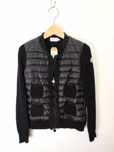 モンクレール　ダウンカーディガン　MAGLIONE TRICOT ALLA COREANA【L's(S)/11万円/ブラック/Sランク】b4AF0