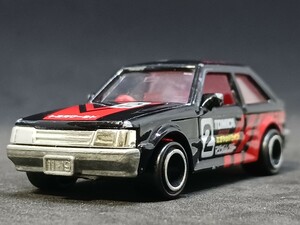 ◆中国製トミカ/競戯車セット(1/59)◆マツダ ファミリア 1500XG(BF/黒/2番/ワイドタイヤ)◆箱なし/ルース/ジャンク★夢屋CT111★