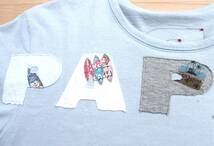 美品）Papas パパス スタンドカラーTシャツ Papasアップリケ刺繍 papas beachシロクマ ターコイズ色_画像3