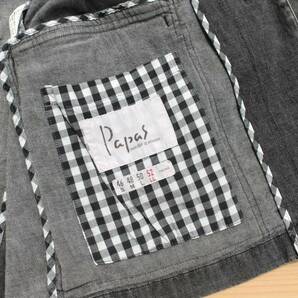 定価7万円）Papas パパス 【52LL】リネンコットン混紡素材 デニムジャケット Pロゴ刺繍 春のジャケットの画像8