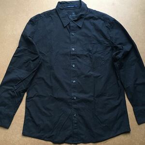 美品 GAP インド製 コットンシャツ 黒 ギャップ 長袖シャツ ブラック レギュラーカラー ポケット 海外サイズ