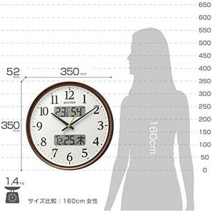 ★ブラウン_単品★ () 掛け時計 電波 アナログ 連続秒針 温度 湿度 カレンダー 茶 Φ35x5.3cm 8FYA03SR06の画像3
