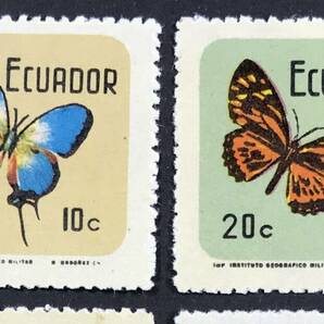 エクアドル 1970年発行 蝶 切手 未使用 NH 写真より黄色いですの画像2