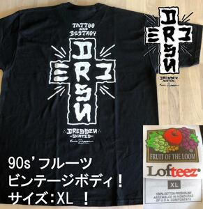 ◎【DRESSEN SKATES】ビンテージフルーツボディTシャツ ブラック：Ｌ エリックドレッセン Tour Tee ロサンゼルス スケボー skater スケート