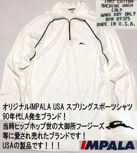 ◎発見！当時フージーズ等も愛用【IMPARA】スプリングスポーツシャツ 90ｓ未使用デッドストック インパラウエアーUSA：L ロサンゼルス