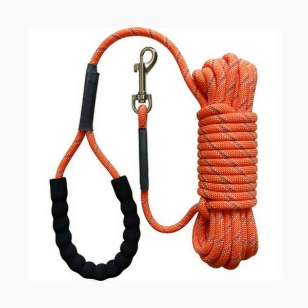 新品 ロングリード 15m オレンジ 丸ロープ 犬 散歩 反射 散歩用リード 反射 送料無料
