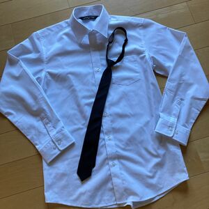 美品★男児シャツ(160)・ネクタイ　冠婚葬祭 受験 卒業式 入学式 長袖シャツ 白シャツ