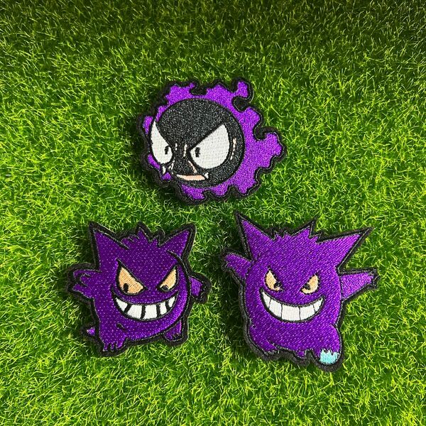 モンスター 紫 怪獣 ゲンガー 刺繍 ワッペン 3枚セット