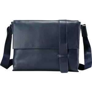 TIDING light weight napa leather original leather messenger bag shoulder bag flexible cow leather A4 bag water-repellent commuting going to school navy . cow 
