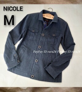 美品◆NICOLE CLUB ワークジャケット シャツジャケット ブルゾン リネン 麻 サイズ 46 Ｍサイズ 　 