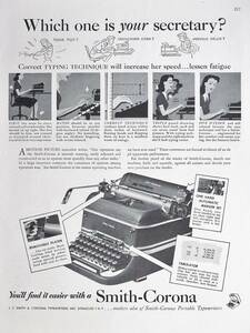 稀少！1946年スミス・コロナ広告/Smith-Corona/タイプライター/T