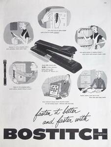  rare * advertisement!1953 year Bostitch advertisement / stapler / stationery /P