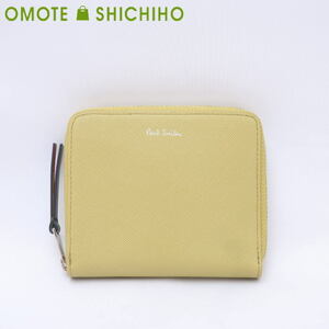 Paul Smith ポールスミス アーティストストライププラー ラウンドジップ コンパクト財布 845011 BPW572 イエロー 未使用品◆Nランク