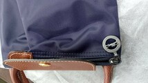 １円～　LONGCHAMP ロンシャン トートバッグ ハンドバッグ レザー ナイロン　茶×ネイビー_画像5