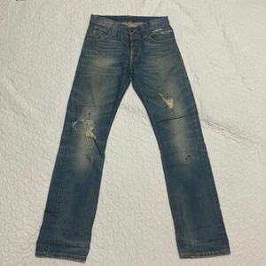 Nudie Jeans ヌーディージーンズ　average joe ダメージ　W27L32 イタリア製