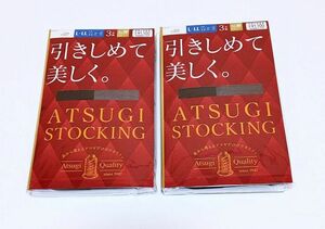 ATSUGI ストッキング 　　　「引きしめて美しく」 　　　　　ブラック　L-LLサイズ ３足組　×２セット