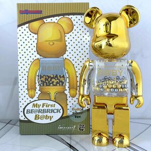 BE@RBRICK 400％ Transparent Gold Building Block Bear Action Model ベアブリック 中古 GJ 1