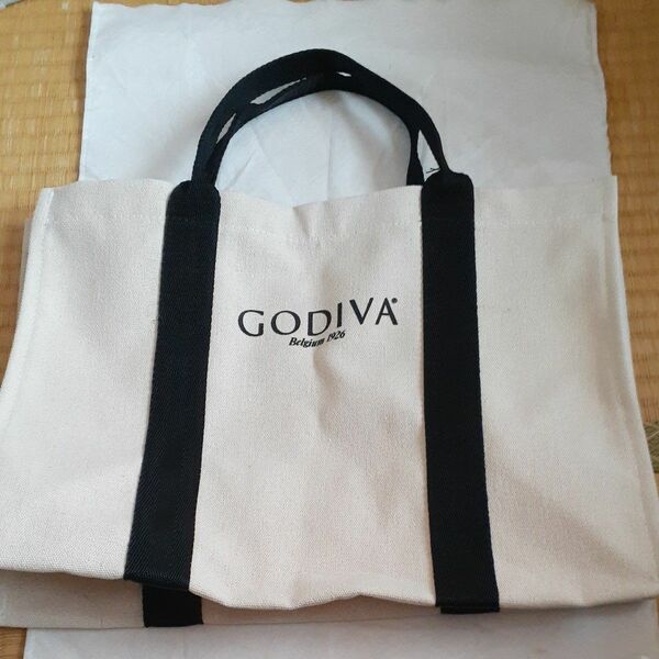 GODIVA 布製 トートバッグ まち たっぷり GODIVA キャンバス エコバッグ トートバッグ ゴディバ