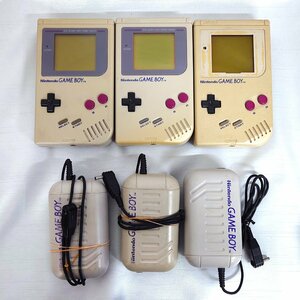 ジャンク 動作未確認 任天堂 Nintendo GB 初代 ゲームボーイ (DMG-01) 3台 + 充電式アダプタ (DMG-03) 3個 セット　B2