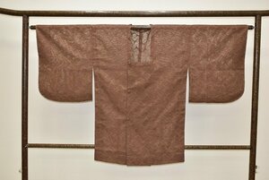 【ちどりや】未使用品 美品 正絹 夏物 紗 道行コート 身丈83.5cm/裄66cm L寸 波モチーフ 茶 躾付 B98