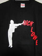 即決★新品★ロックＴシャツ★ニック・ロウ★NICK LOWE★ブラックボディ×ホワイトプリント/レッド文字★S/M/L/XLサイズ★パブロック関連_画像2