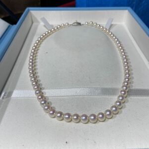 本真珠パールネックレス アコヤ ピンク真珠ネックレス 留め具 SILVER 刻印 6.5mm