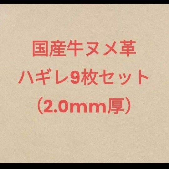 国産牛ヌメ革 ハギレ9枚セット（2.0mm厚）