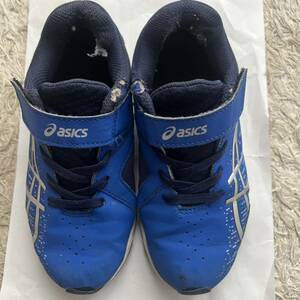 asics アシックス　19cm ブルー×ネイビー×シルバー　1154A138