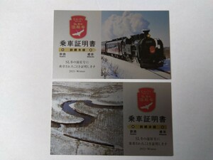 JR北海道■2021年SL冬の湿原号■乗車証明書 上り下り
