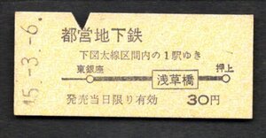 （都営地下鉄）地図式乗車券（浅草橋）３０円