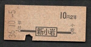 Ｓ３６　地図式乗車券（新小岩駅）１０円２等（青字紋）