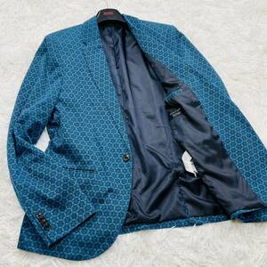 【極美品/希少Lサイズ】ZARA ザラ テーラードジャケット アンコン仕立て 花柄 フラワー リバティー ブルー